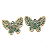 FVRVENT 20pcs Antique Green Bronze Butterflys Pendants Charms for Jewelry Making