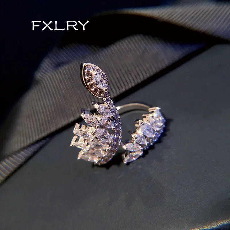 CZ Open Rings Crystal Branch Adjustable Finger Rings