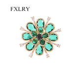 Crystal Inlaid Zircon Flowers Brooch Clothes Decorative Pin