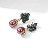 CZ Tree Leaf Drop Pearl Earrings for Women Wedding Dinner Party