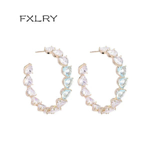 Zircon Peach Heart Big Circle Earrings