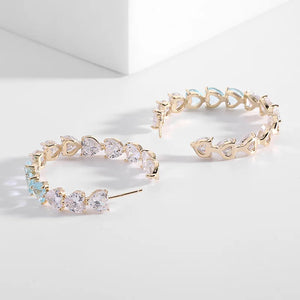 Zircon Peach Heart Big Circle Earrings