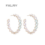 Zircon Peach Heart Big Circle Earrings