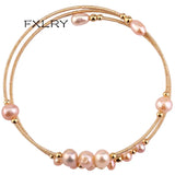 Natural Pearl Bangle Bracelet Multi-layer Women Gift