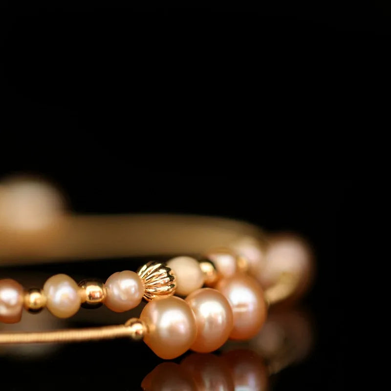 Natural Pearl Bangle Bracelet Multi-layer Women Gift