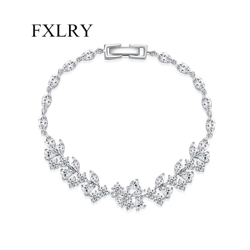 Adjustable Leaves CZ Bracelet for Bridals