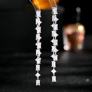 Geometric Flash Rectangle Zircon Earrings