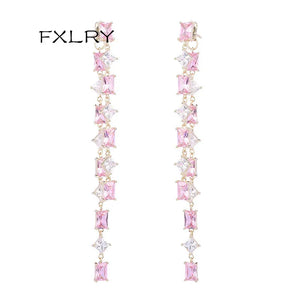 Geometric Flash Rectangle Zircon Earrings
