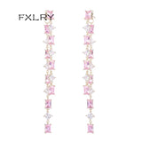 Geometric Flash Rectangle Zircon Earrings