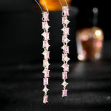 Geometric Flash Rectangle Zircon Earrings