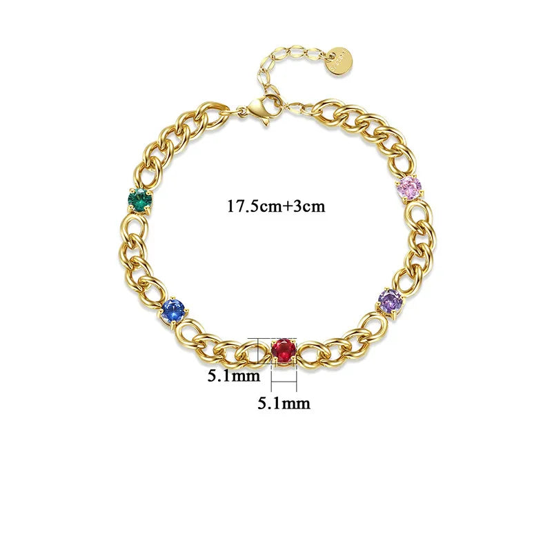 Zircon Tennis Chain Stainless Steel Bracelet for Women