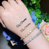 Oval CZ Tennis Bracelet Bangle for Women Wedding Jewelry