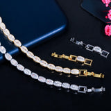 Oval CZ Tennis Bracelet Bangle for Women Wedding Jewelry