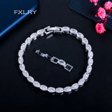 Oval CZ Tennis Bracelet Bangle for Women Wedding Jewelry