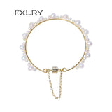 Natural Pearl Bracelet w/ Suction Buckle for Lady Jewelry