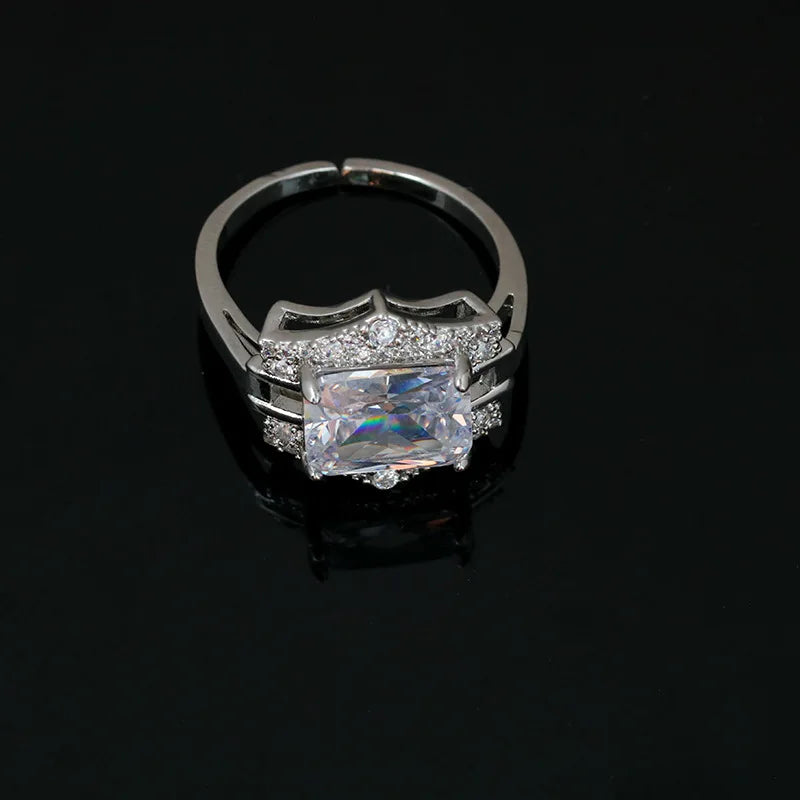 Adjustable CZ Geometry Ring - Wedding Jewelry