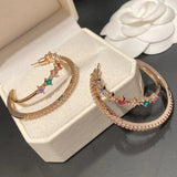 Colorful Zircon C-shaped Hoop Earrings for Women Bridal Wedding