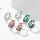 Cubic Zircon Inlaid Ring Earrings for Wedding Party