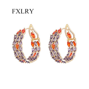 Cubic Zircon Inlaid Ring Earrings for Wedding Party