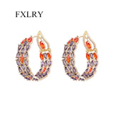 Cubic Zircon Inlaid Ring Earrings for Wedding Party