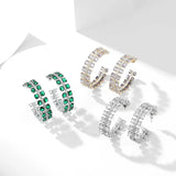 Geometric Cubic Zircon Inlaid C-ring Earrings