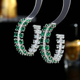 Geometric Cubic Zircon Inlaid C-ring Earrings