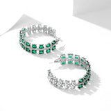 Geometric Cubic Zircon Inlaid C-ring Earrings