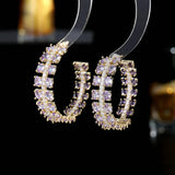 Geometric Cubic Zircon Inlaid C-ring Earrings