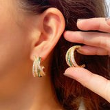 Green Cubic Zirconia Hoop Earrings - Wedding Party Jewelry