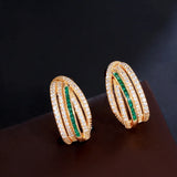 Green Cubic Zirconia Hoop Earrings - Wedding Party Jewelry
