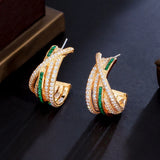 Green Cubic Zirconia Hoop Earrings - Wedding Party Jewelry