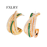 Green Cubic Zirconia Hoop Earrings - Wedding Party Jewelry