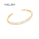 Fashionable Zircon Bracelet and Open Bracelet Set