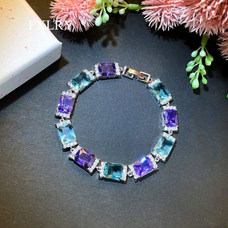 Purple Cubic Zirconia Crystal Bracelet for Women