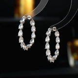 Water Droplet CZ Earrings S925 Silver Inside/Outside Circles Zircon Inlay