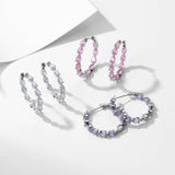 Water Droplet CZ Earrings S925 Silver Inside/Outside Circles Zircon Inlay