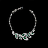 Green CZ Leaf Bracelet for Women Wedding Jewelry