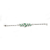 Green CZ Leaf Bracelet for Women Wedding Jewelry