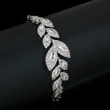 Green CZ Leaf Bracelet for Women Wedding Jewelry