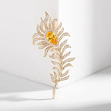 Yellow Zircon Brooch Large Pin for Women Suit Accessories