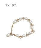 Natural Baroque Pearls Strand Bracelet Women Gift Adjustable Charm Bracelet