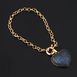 Colorful CZ Heart Pendant Charm Bracelet for Women