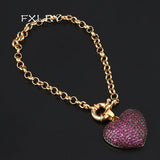 Colorful CZ Heart Pendant Charm Bracelet for Women