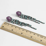 Vintage Purple Rose Flower Earrings with Tassel