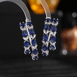 925 Silver Zircon Large Circle C Earrings Wedding Party Jewelry