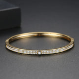 Double row pav? zircon ladies bracelet Two Colors Optional
