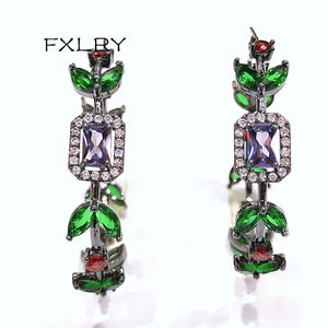 Olive Leaf Earrings with Zircon for Women