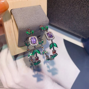 Olive Leaf Earrings with Zircon for Women