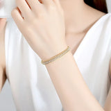 White/Gold Zircon Hollow Out Net Surface Bracelet for Wedding