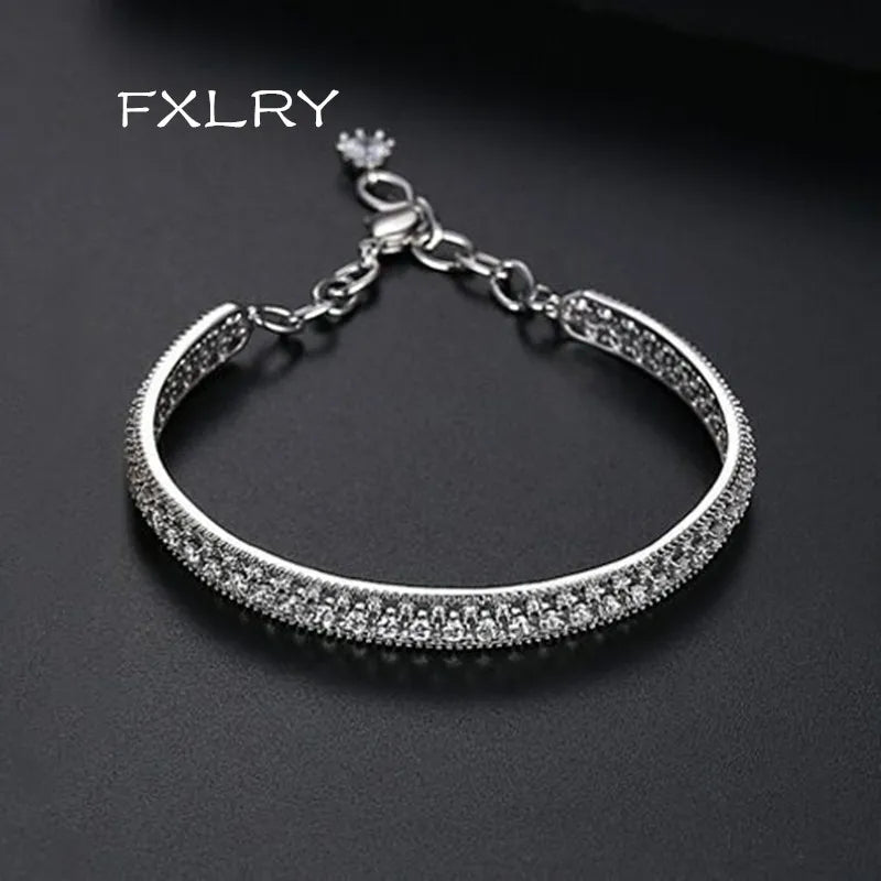 White/Gold Zircon Hollow Out Net Surface Bracelet for Wedding